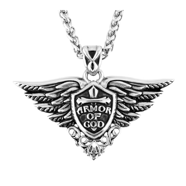 SK2272 Armor of God Pendant With 24" Foxtail Chain Stainless Steel Motorcycle Jewelry