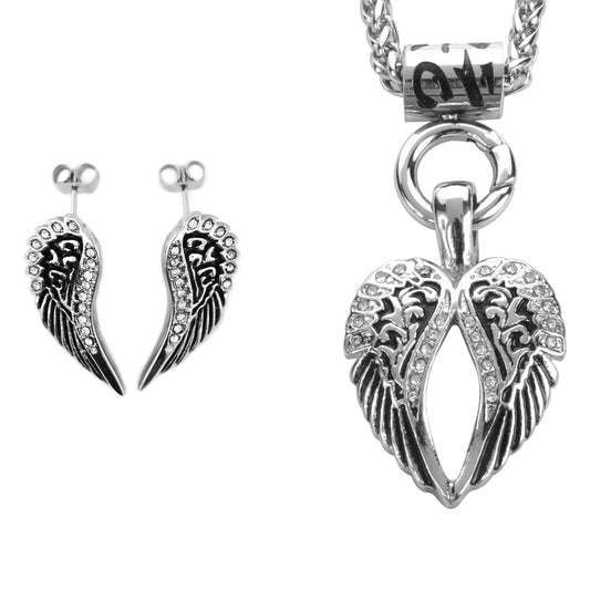 SK2280 Wing Necklace 19" With Post Wing Earrings
