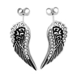 SK2281 Wing Bling Earrings POST Imitation Diamonds Stainless Steel