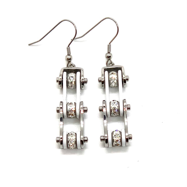 SK1100E Two Tone Silver White Silver Crystal Centers