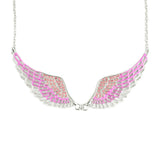 SK2238 Pink Painted Winged Necklace  Pink Imitation Crystal
