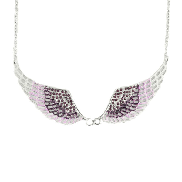 SK2239 Purple Painted Winged Necklace  Purple Imitation Crystal