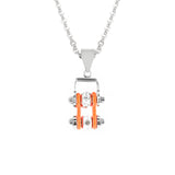 SK2002N Pendant Mini Mini Chain Link With Necklace Silver Orange Stainless Steel