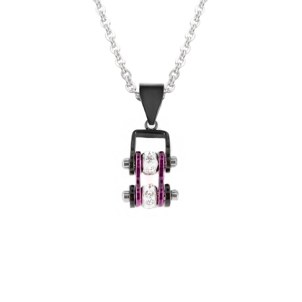 SK2009N Pendant Mini Mini Chain Link With Necklace Black Candy Purple Stainless Steel