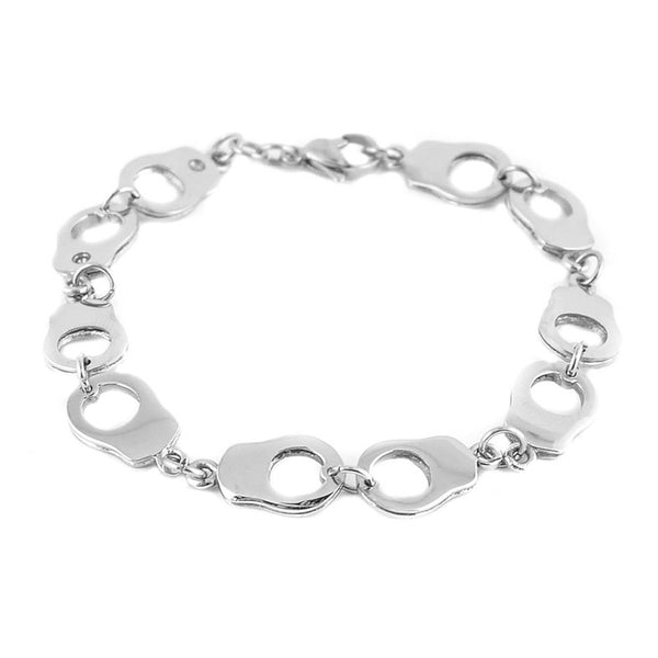 SK1450 Ladies Ten Handcuff Bracelet  Stainless Steel Motorcycle Jewelry