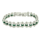 SK2212 May 3/8" Wide Emerald Color Crystal Centers Birthstone Bracelet